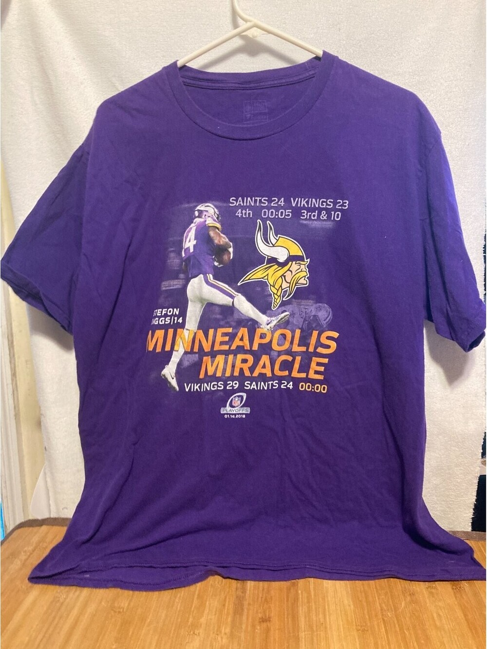 NFL Pro Line Minneapolis Miracle T Shirt XL Purple Vikings Stefon Diggs 2018